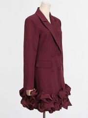 Elegant Ruffle Hem Blazer Dress