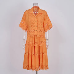 Luxe Butterfly Embroidered Top & Skirt