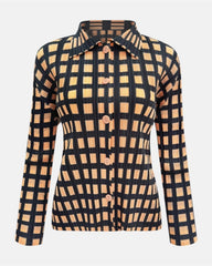 Luxury Pleated Grid  Blouse
