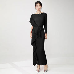 Luxury Plissé Asymmetric Dress