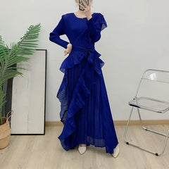 Luxe Romantic Truly Pleated Ruffled Maxi Dress