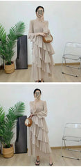 Elegant Ruffled Pleated Dress