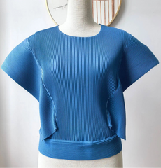 Luxe Plissé Cape-Sleeve Top