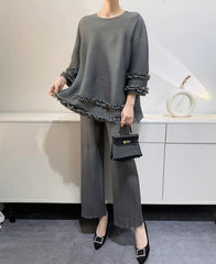 Ruffle Fully-Pleated Top