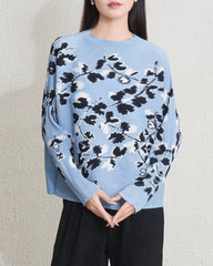 Floral Pleats Long-Sleeve Top