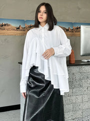 Luxury Asymmetric Ruffle Blouse