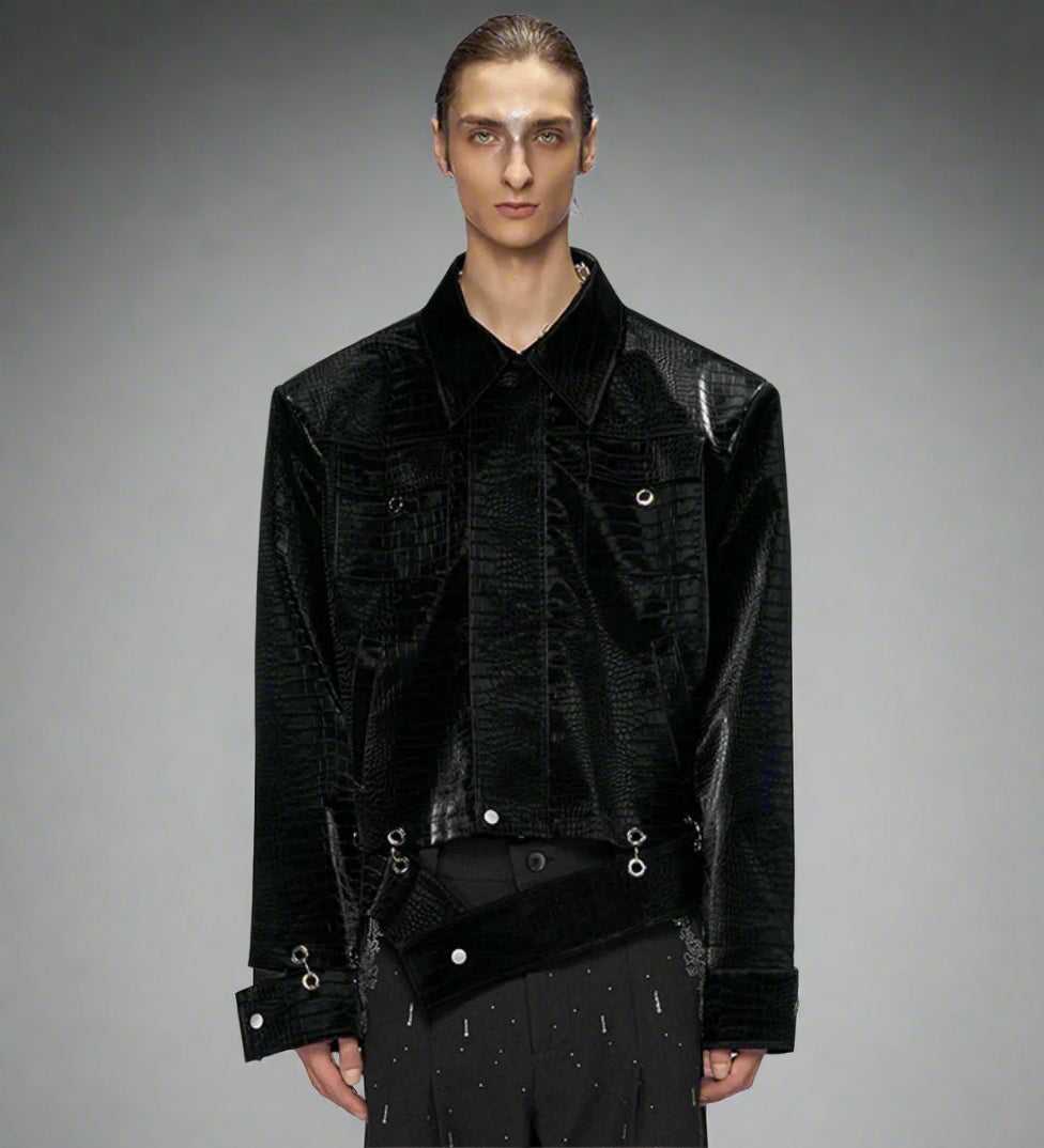 Men's Crocodile Vegan Leather Jacket