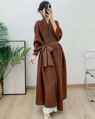 Luxury Plissé Longline Coat
