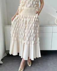 Bubble Plissé Top & Midi Skirt Set
