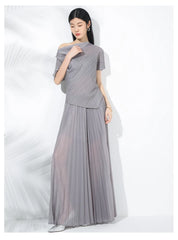 Luxe Pleats Sheer Wide-Leg Trousers & Top