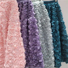 Rose Tulle Romantic Flared Midi Skirt