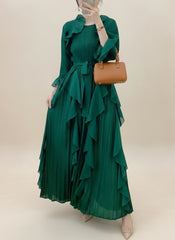 Formal Plissé Ruffle Dress