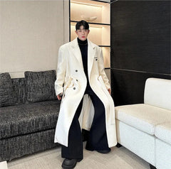 Men's Luxury Long Length Wool Trench Coat