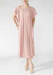 Luxury Pleats Square-Neck Dress