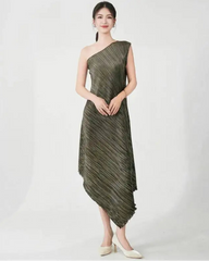 One-Shoulder Pleated Dress