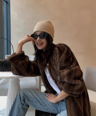 Women's Faux Mink Long Coat