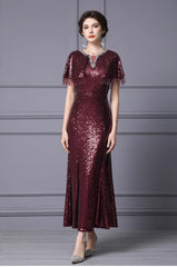Luxury Sequin Cape Sleeve Dress