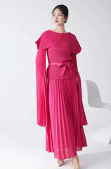 Elegant Formal Pleated Blouse & Skirt