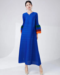 Elegant Pleats Tiered Cuffs Dress