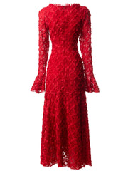 Luxury Floral Textured Lace Dress