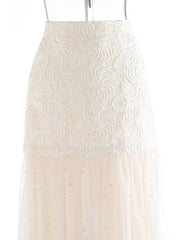Luxury Pearl Tulle Maxi Skirt
