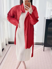 Luxury Plisse Mid-Length Jacket