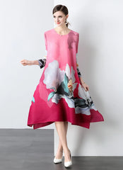 Luxe Casual Floral Pleats Dress