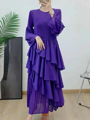 Elegant Ruffled Pleated Dress