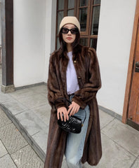 Women's Faux Mink Long Coat