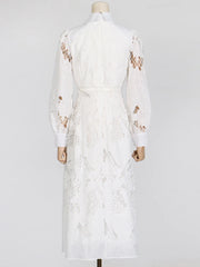 Fit & Flare Floral Lace Midi Dress