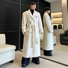 Men's Luxury Long Length Wool Trench Coat