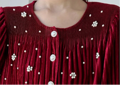 Luxury Velvet Pleated Blouse