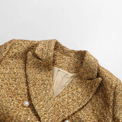 Luxe Gold Metallic Tweed Coat