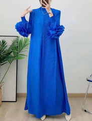 Truly Pleated Ruffle Sleeve Dress