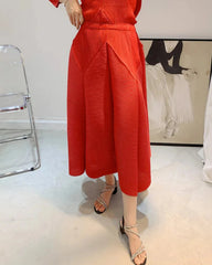 Formal Plissé Peplum Skirt Set