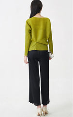 Plissé Pleated Knit Asymmetric Top