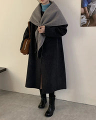 Wool-Blend Coat with Detachable Scarf