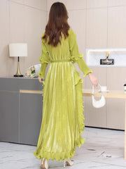 Luxury Plisse Ruffled Tiered Dress