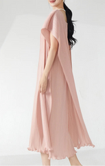 Luxury Pleats Square-Neck Dress