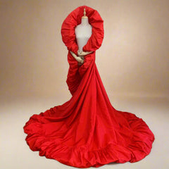 Taffeta Ruffled Extra Long Cape