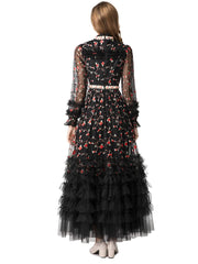 Luxury Tulle Embroidered Dress