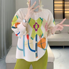 Elegant Plissé 3/4 Sleeve Cardigan