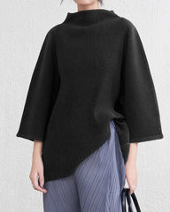 Elegant Mock-Neck Pleated Top