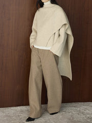 Wool-Blend Draped Cape Coat