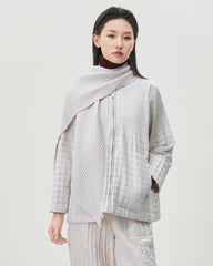 Luxe Cotton Pleated Jacket & Scarf