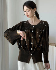 Luxury Velvet Pleated Blouse