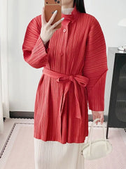 Luxury Plisse Mid-Length Jacket