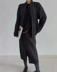 Quilted Pleated Jacket & Skirt