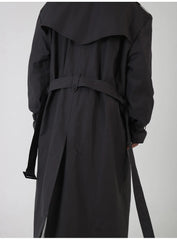 Men's Phantom Black Oversized Streetwear Long Coat