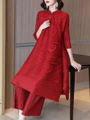 Luxury Pleated Wide Leg Pants & Top
